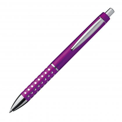 Plastic ball pen with sparkling dot grip zone