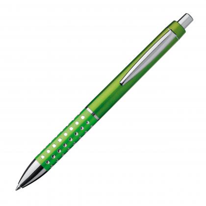 Plastic ball pen with sparkling dot grip zone