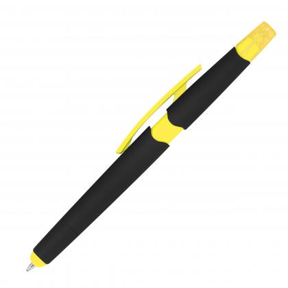 Plastic ballpen with highlighter and touch function