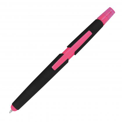 Plastic ballpen with highlighter and touch function