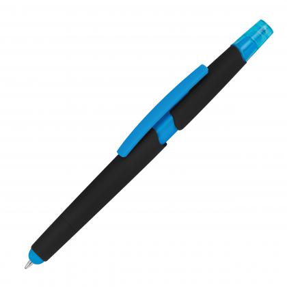 Plastic ballpen with highlighter and touch function