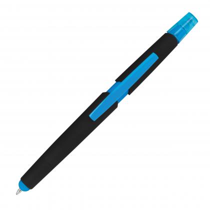 Plastic ballpen with highlighter and touch function