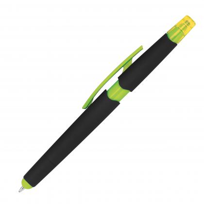 Plastic ballpen with highlighter and touch function