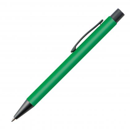Plastic ballpoint pen with metal clip