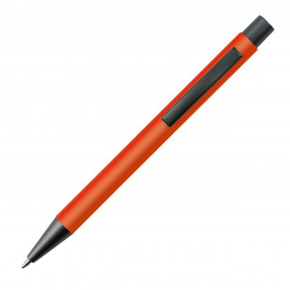 Plastic ballpoint pen with metal clip