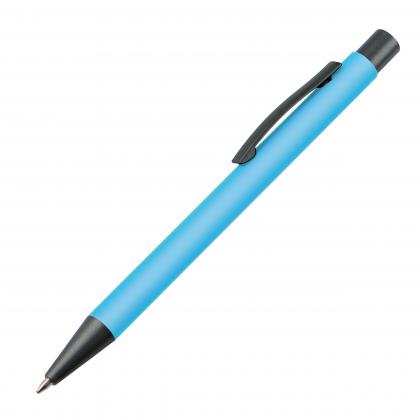 Plastic ballpoint pen with metal clip