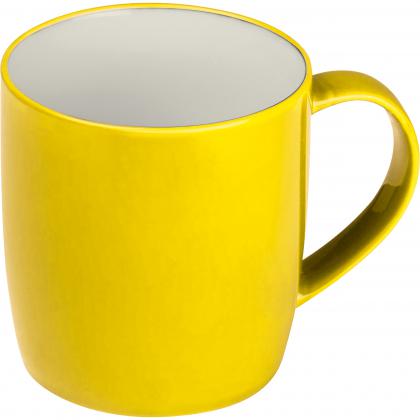 Porcelain cup. white inside and coloured outside