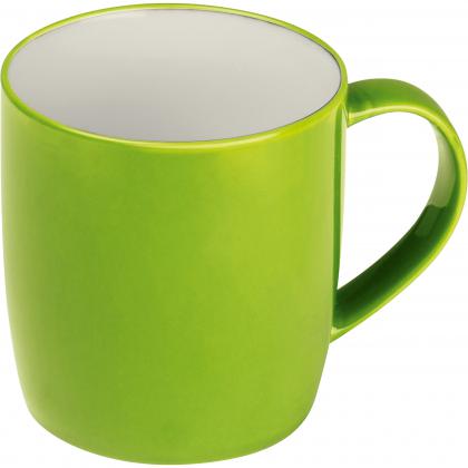 Porcelain cup. white inside and coloured outside