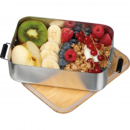 stainless steel lunchbox with bamboo lid