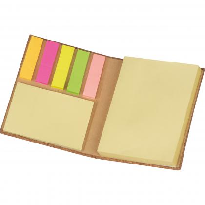 Sticky marker and sticky note book in a cork envelope