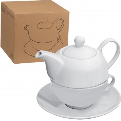 Teapot with cup and coaster