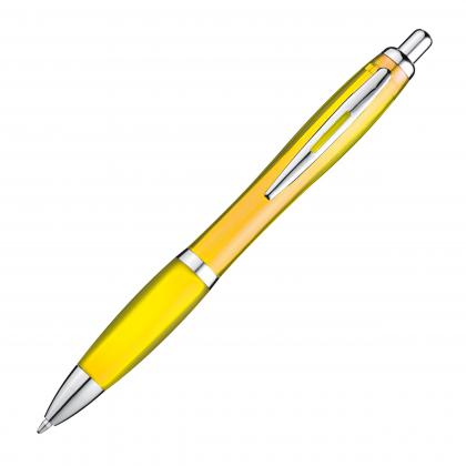 Transparent ball pen with rubber grip