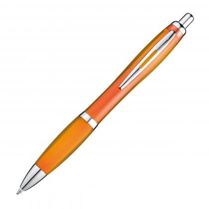 Transparent ball pen with rubber grip