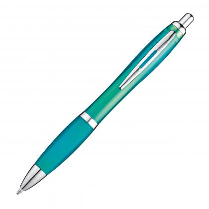 Transparent ball pen with rubber grip