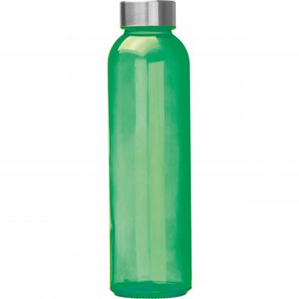 Transparent drinking bottle with grey lid