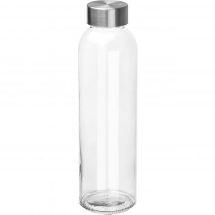 Transparent drinking bottle with grey lid