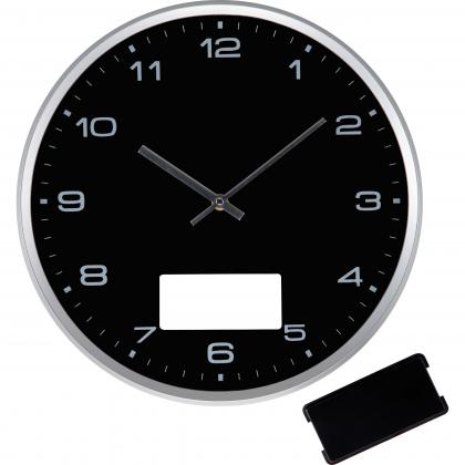 Wall clock with silver frame and click system