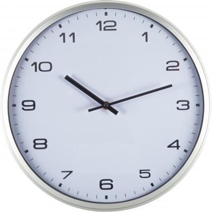 Wall clock with silver frame and click system