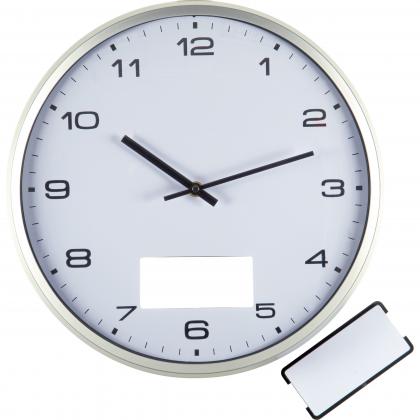 Wall clock with silver frame and click system