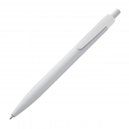 White plastic ball pen with coloured clip White plastic ball pen with coloured clip