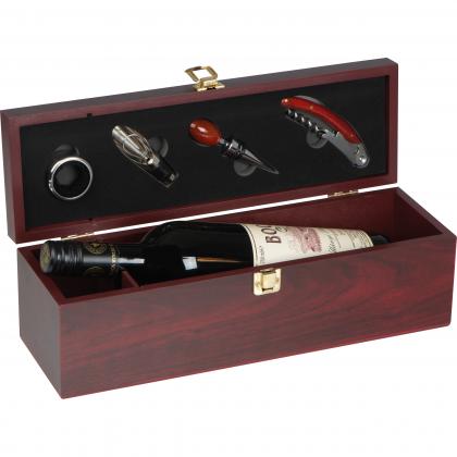 Wine set in wooden box