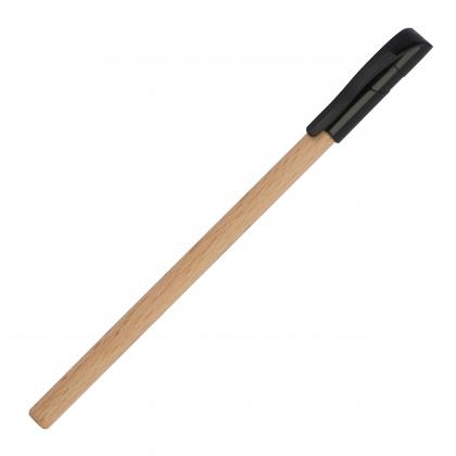 Wooden ballpen with black plastic cap