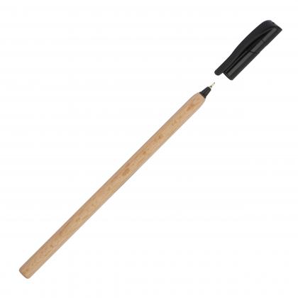 Wooden ballpen with black plastic cap