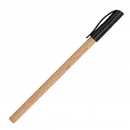 Wooden ballpen with black plastic cap