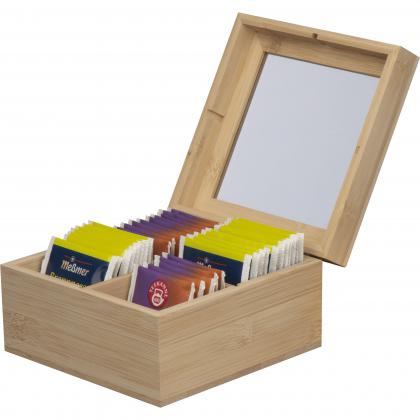 wooden tea box with glass lid
