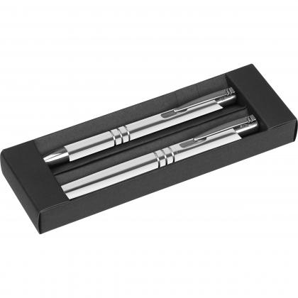 Writing set with ball pen and rollerball pen