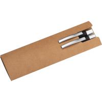 Aluminium wrting set with pen and pencil with bamboo gripzone