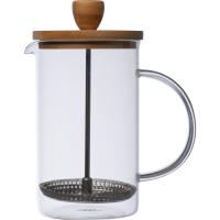 Glass coffee or tea maker with a bamboo lid