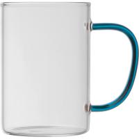 glass mug with coloured handle