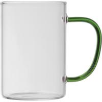 glass mug with coloured handle