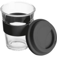 Glass mug with silicon sleeve and lid