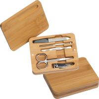Manicure set in bamboo case