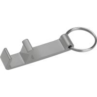 Metal keyring with bottle and can opener