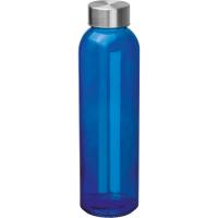 Transparent drinking bottle with grey lid