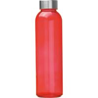 Transparent drinking bottle with grey lid