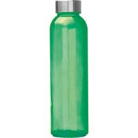 Transparent drinking bottle with grey lid