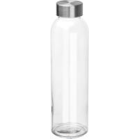 Transparent drinking bottle with grey lid