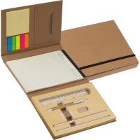 Writing case with cardboard cover. ruler. writing pad and adhesive markers