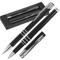 Writing set with ball pen and rollerball pen