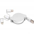 Extendable charging cable with 3 plugs