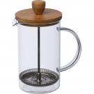 Glass coffee or tea maker with a bamboo lid