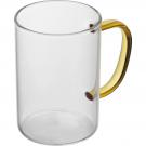 glass mug with coloured handle