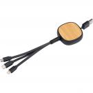retractable charging cable with bamboo decoration