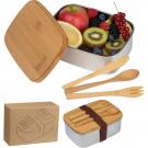 Spacious stainless steel lunchbox with bamboo lid