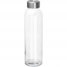 Transparent drinking bottle with grey lid