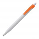 White plastic ball pen with coloured clip